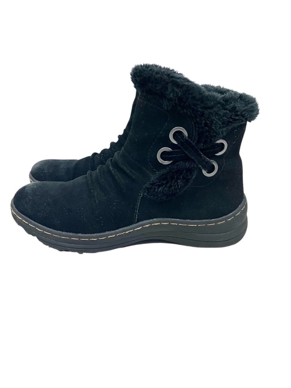BareTraps Adalyn Black Suede Faux Fur Shearling Lined Winter Ankle Boots Size 8‎